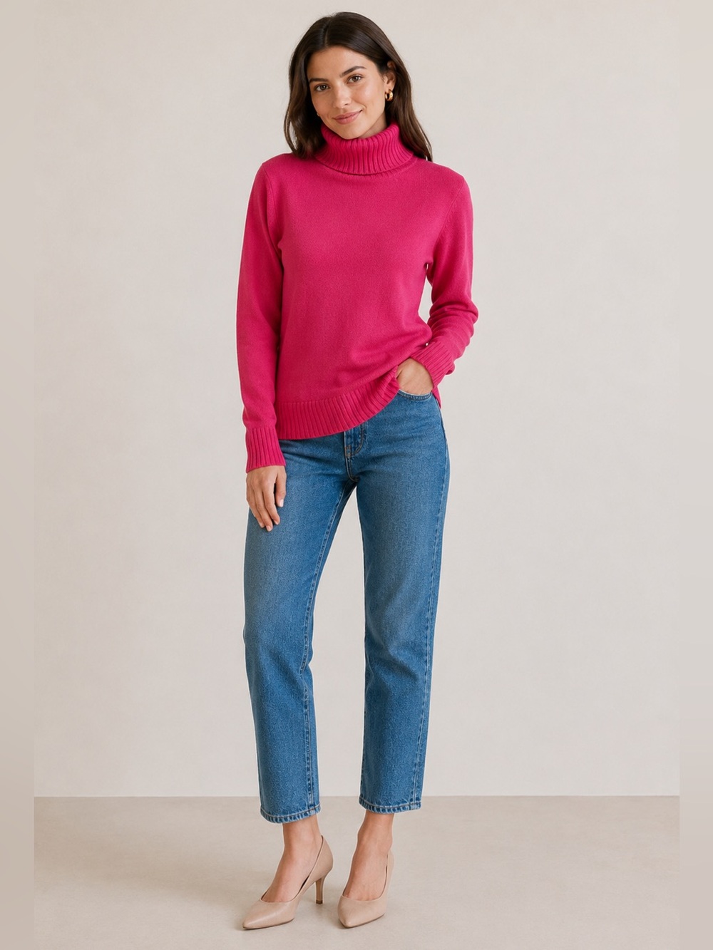 Lord & Taylor 100% Cashmere Pink Turtleneck Sweater XL